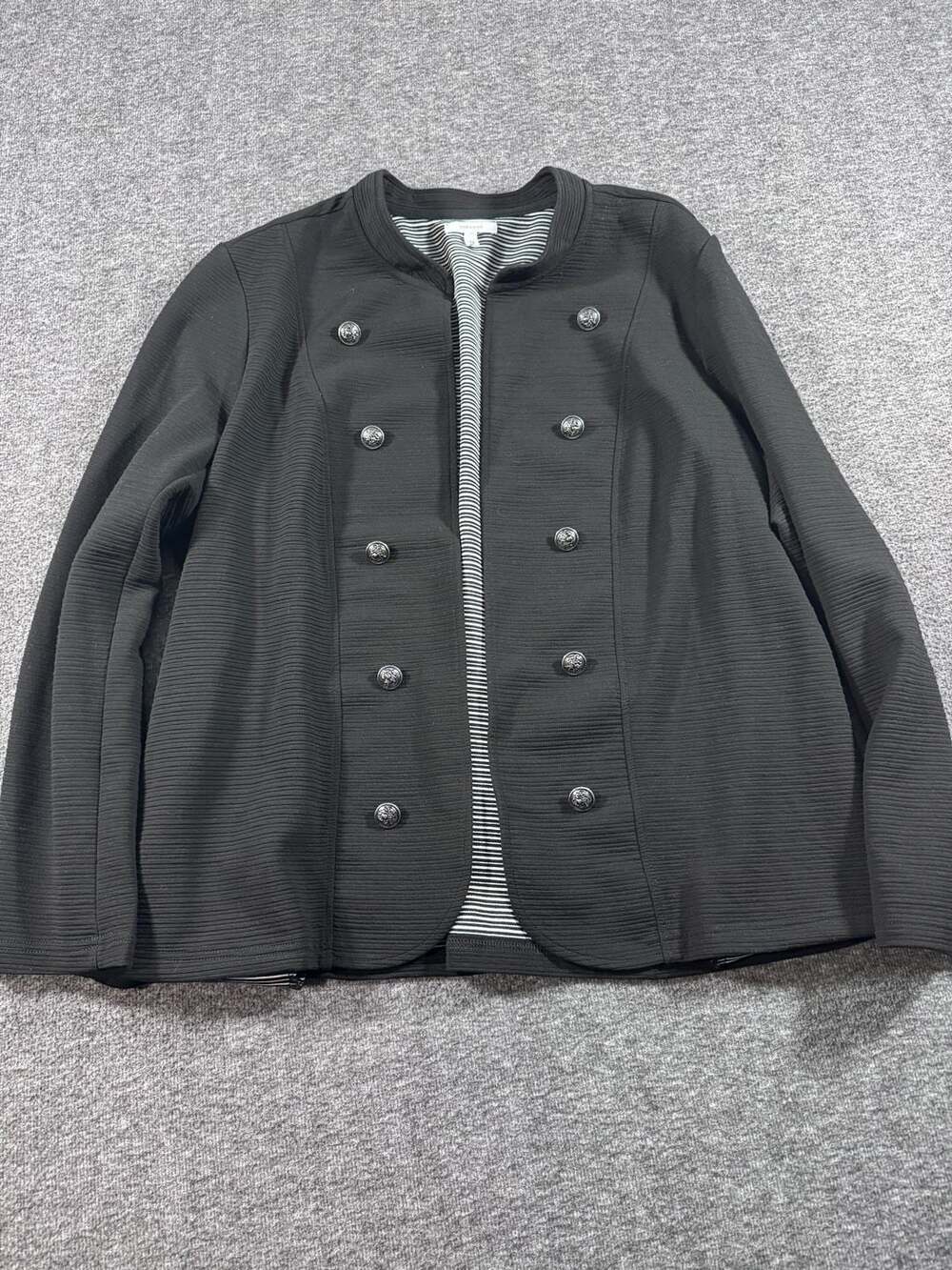 Maurices Plus Size 2X Black Military Style Ribbed Knit Cardigan Jacket